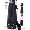 Women Black Gothic Baggy Jeans Vintage High Waist Cowboy Pants Harajuku Denim Trousers Aesthetic Y2k Emo Trashy 2000s Clothes