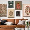 Vintage Indian Folk Art Persian Floral Print Modern Home Decor Tree of Life Art Lotus Flower Canvas Painting And Print Frameless