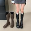 2025 New Autumn and Winter Round Head Thick Legs Big Tube Circumferential Knight Boots Elastic High Boots But Knee Boots Women's Boots