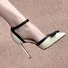 Fashion Temperament Pointed Toe Shallow Mouth Bow High Heels Women's Summer New One-word Buckle Strap Baotou Sandals