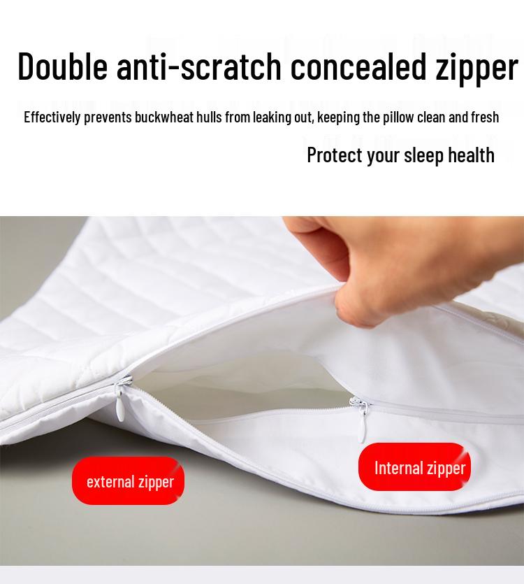 Наволочка для подушки с гречневой лузгой: Чистый хлопок, Двойная молния, Утолщенный, Безопасный для детей мешок для наполнителя подушки, Домашний текстиль.