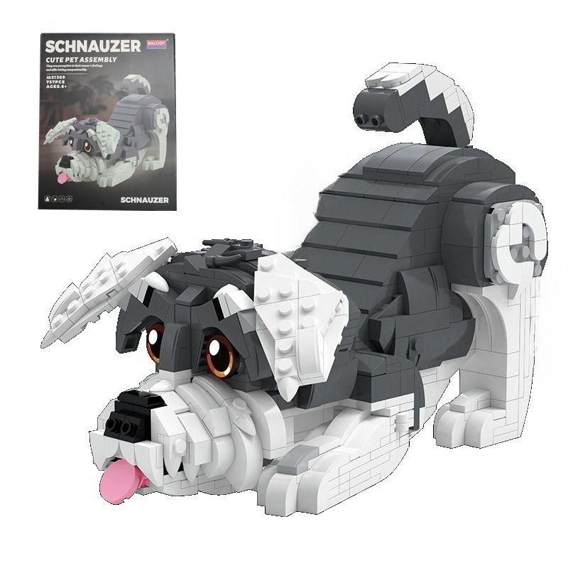 Новые Наборы Строительных Блоков Щенки Шнауцера и Хаски 635/757 Шт. Фигурки Игрушка Коллекция Фигурок Кубики Домашний Декор Игрушка Подарки для Детей