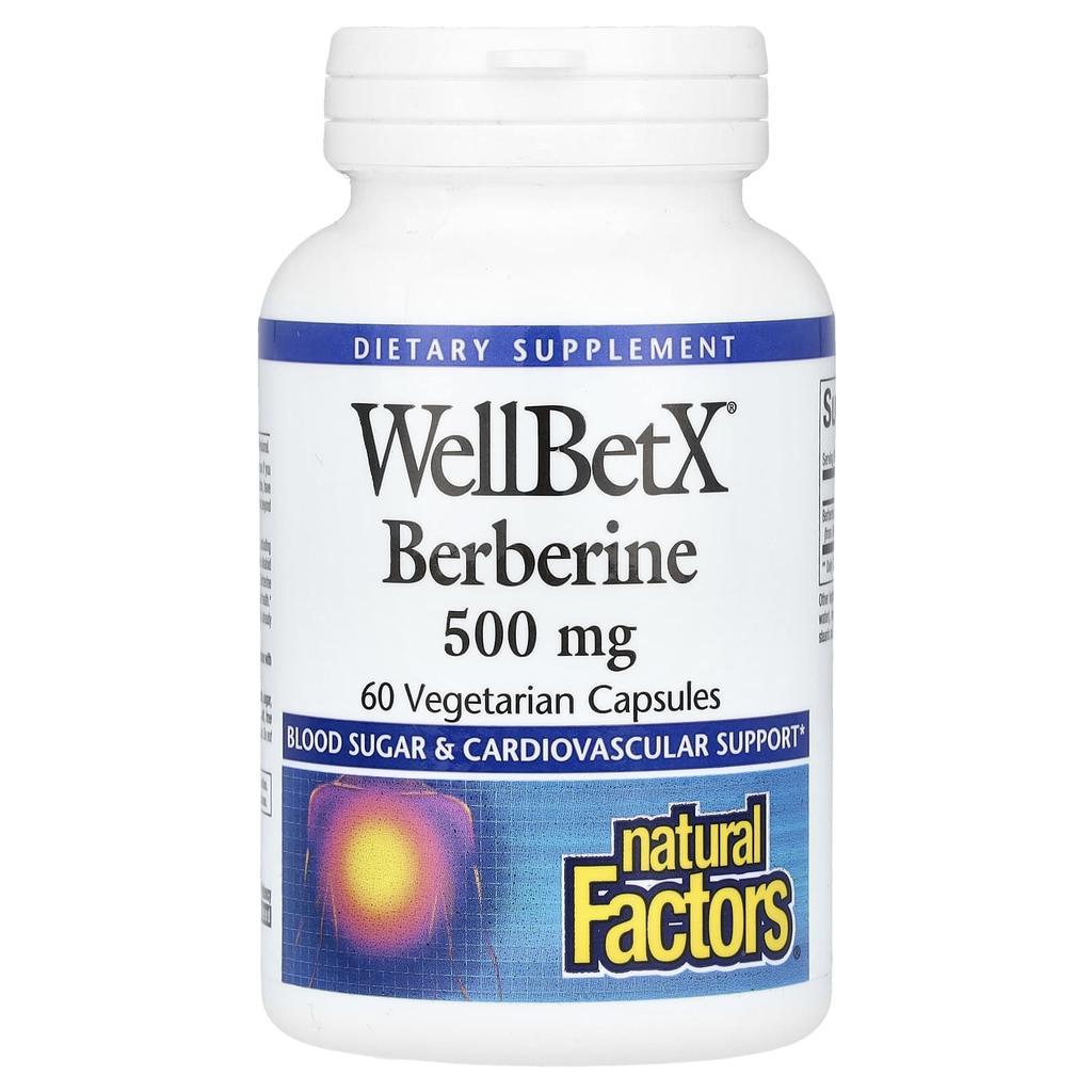 Natural Factors, WellBetX Берберин, 500 мг, 60 растительных капсул
