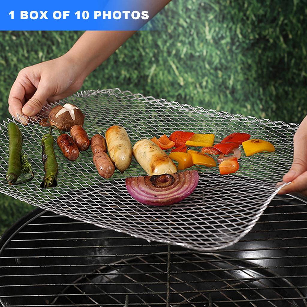 Disposable Grill Mats 10PCS Aluminum Texture Flexible and Safe for Outdoor Cooking Grills for Convenient Easily Grilling