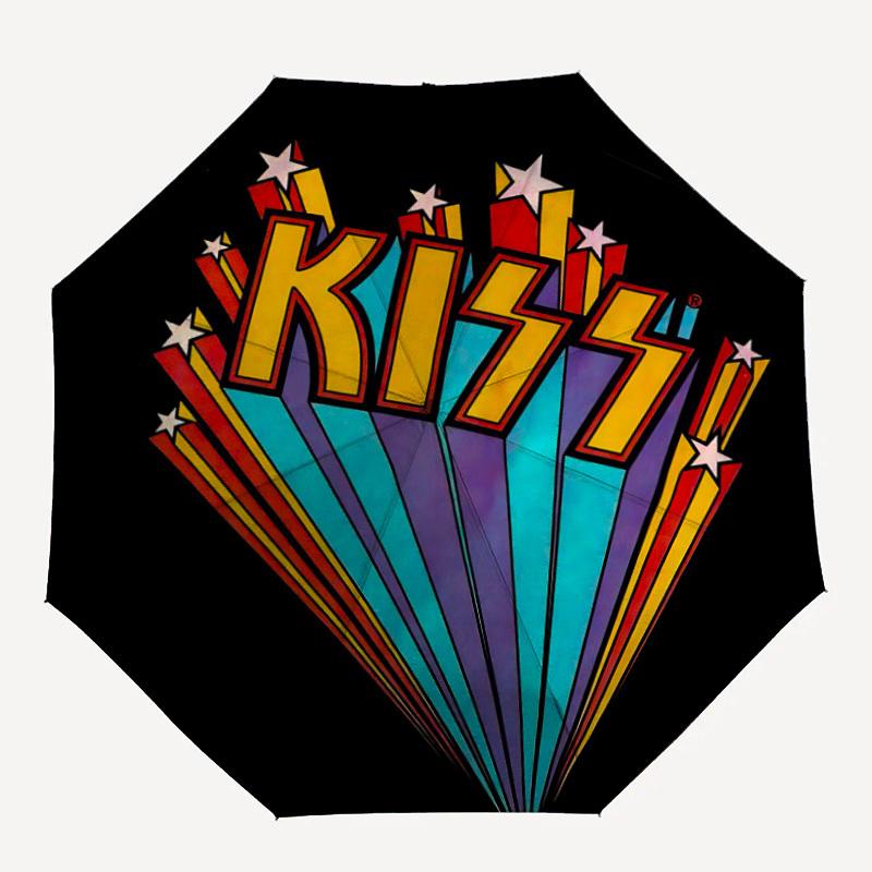 Автоматический складной зонт KISS Music с прочным железным каркасом, портативный компактный дорожный зонт для всесезонного использования, вечеринок 0807063