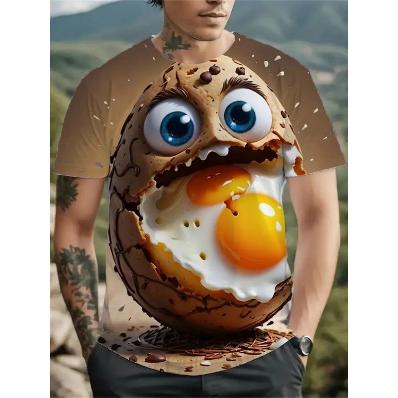 Men's 3D Printed Food Graphic T-Shirts Burgers Fries & Pizza Artistic Design T-shirts Summer Round Neck Short Sleeve Tops