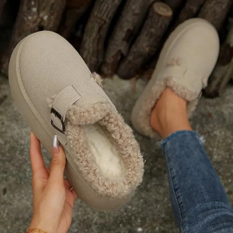 Snow Boots Winter Wear Outside Thick Sole Cotton Shoes Plush Thicken Keep Warm Slippers Platform Casual Shoes Outdoor Slippers