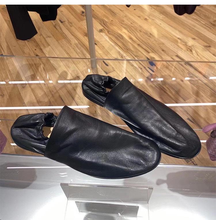 Sheepskin Version~ Soft Leather Soft Sole One-pedal Lazy Single Shoes Women's Flat Bottom Black Retro Leather Loafer Beanie Women's Shoes