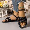 Модные французские сандалии с плоским носком женские 2025 лето новые коричневые ретро черные удобные римские туфли обувь для женщин обувь на платформе
