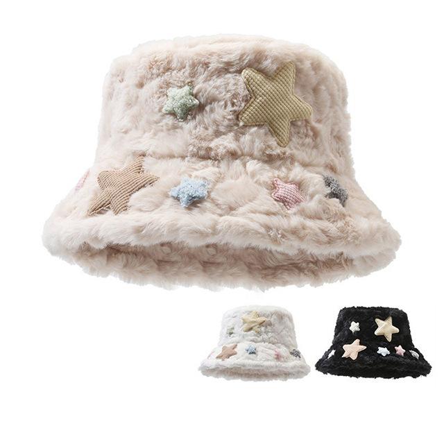 Плюшевая панама женская американская звезда шляпа-ведро