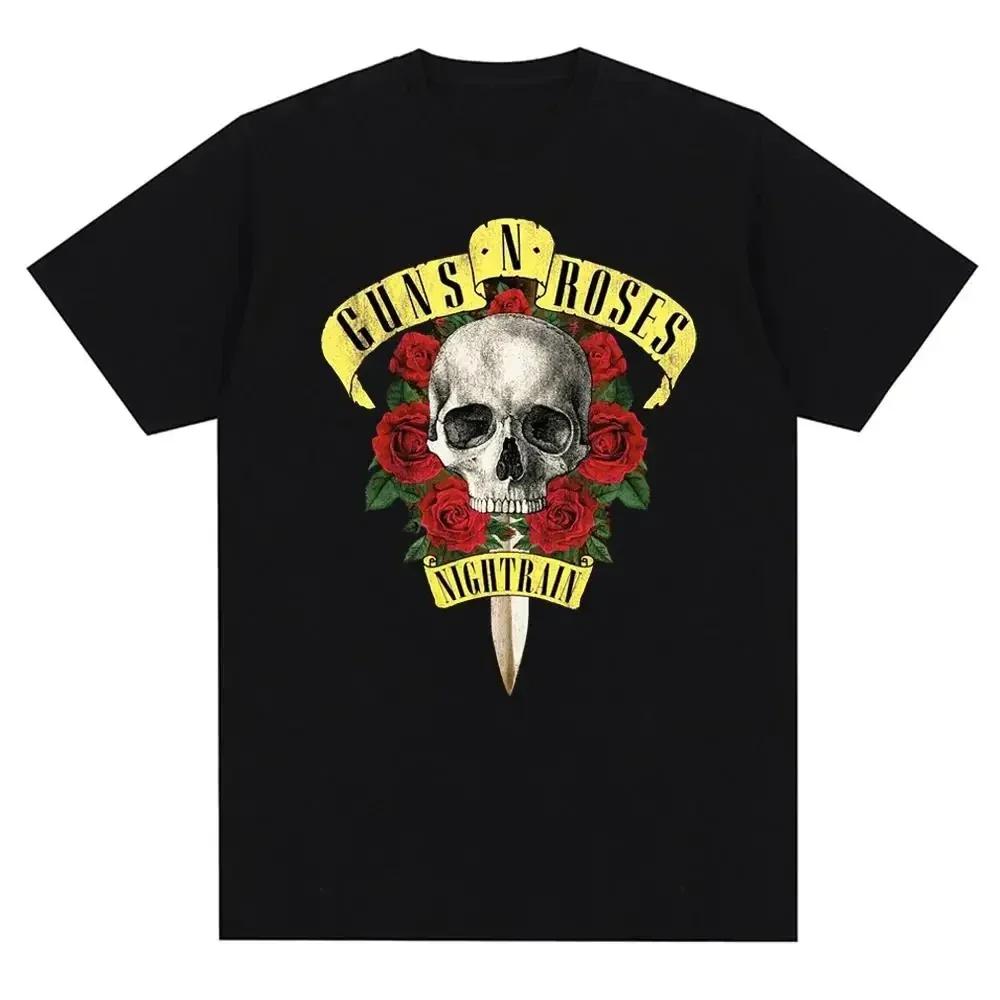 Мужская футболка с графическим принтом Guns N Roses, винтажная летняя уличная футболка с коротким рукавом, модная футболка с круглым вырезом больших размеров, топы унисекс