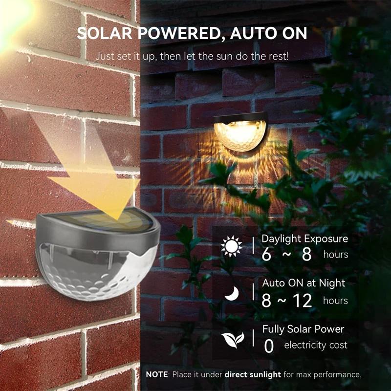 Набор из 2/4 светодиодных солнечных фонарей для забора, уличные водонепроницаемые настенные светильники, гофрированные светильники для забора, террасы, сада, дорожки, декоративные светильники