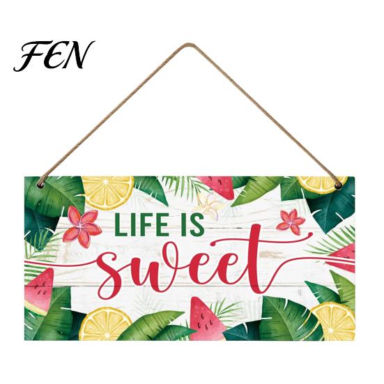 Summer Hanging Ornament Wooden Sign, Beach Theme Welcome Sign Front Door Decor with Themed Gifts Rope, Colorful Hanger for Seasonal Farmhouse