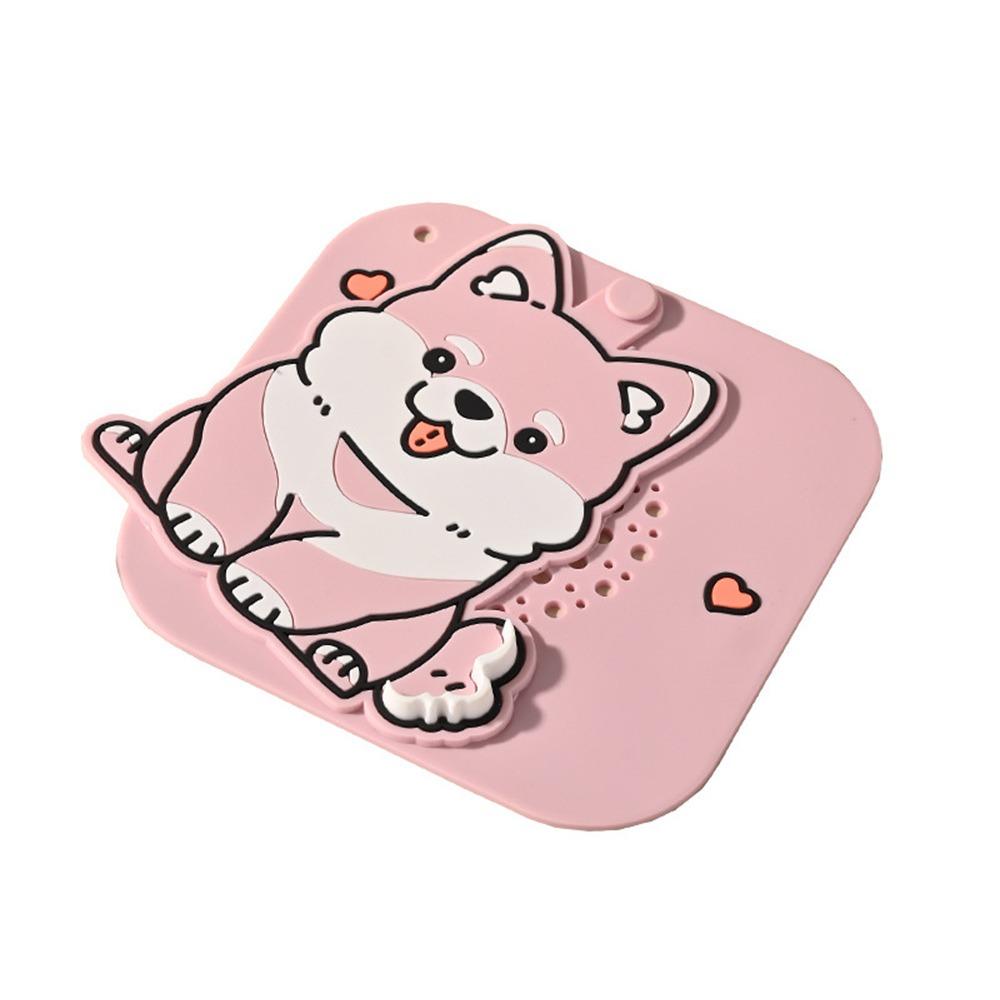 Cartoon Dog Floor Drain Mat Anti-odor Sewer Filter Pad for Bathroom Hair Collection