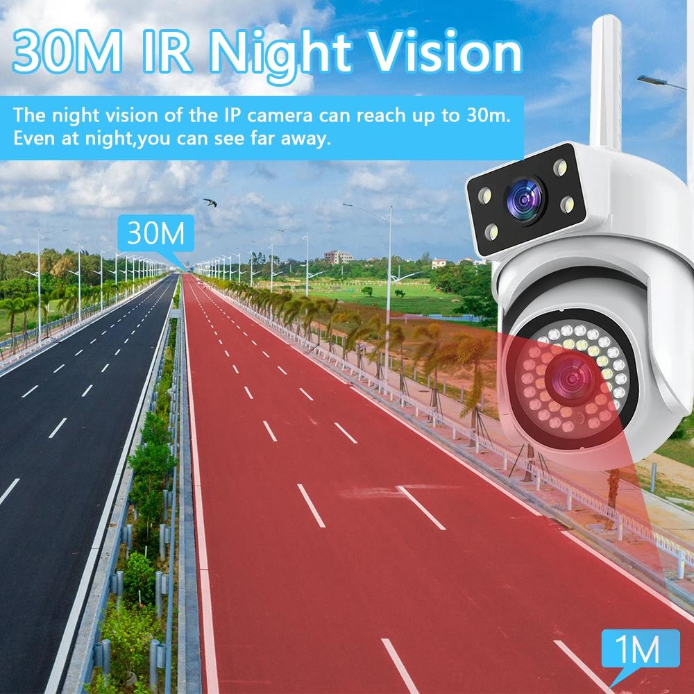AIOOK Наружная WIFI HD 8MP 4K IP CCTV IP66 Водонепроницаемая PTZ-камера ночного видения Двусторонняя связь Мобильная камера слежения с двумя объективами