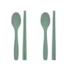 Набор силиконовых детских столовых приборов, темно-зеленый, 2 ложки + 2 палочки для еды.