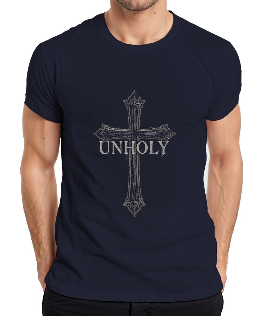 UNHOLY Black Metal Gothic Cross Gloomy Satanic Grunge T-Shirt-