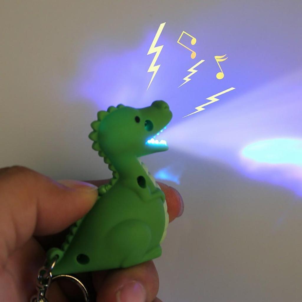 Creative LED Light Sound Cute Dinosaur Keychain Pendant Decor Key Ring Ornament