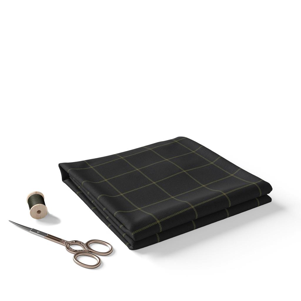 Dark Green Checkered Summer Suit Fabric – 70% Viscose, 30% Polyester | 350g, 150cm Width