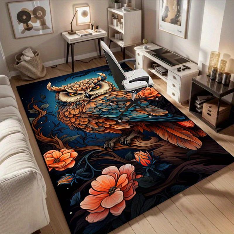1pc. Beautiful Owl with Flowers Home Decorative Rug for Living Room Office Chair Cover Outdoor Gift Carpet