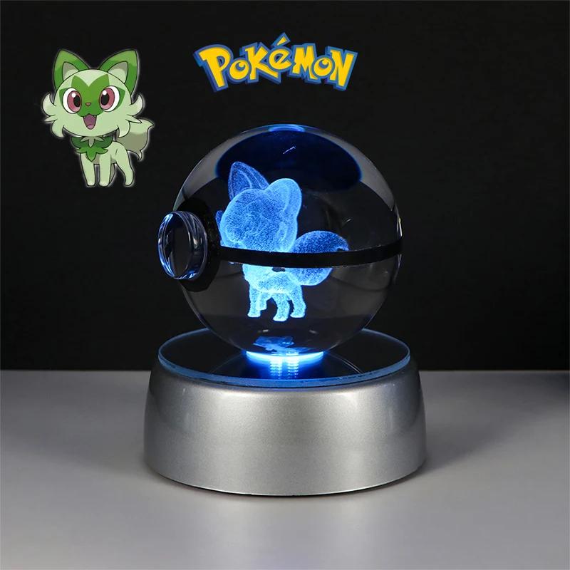 3D Кристальный Шар Фигурки Игрушки Покебол Генгар Гаярдос Мимикью Снорлакс Рейкваза Спригатито Модель С LED Подсветкой Основание Куклы