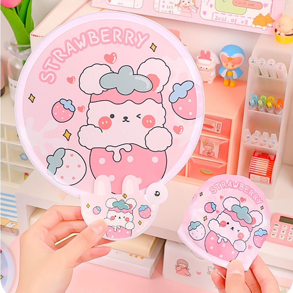 Cloth Hand Held Fan Cartoon Round Fan Portable Folding Group Fan