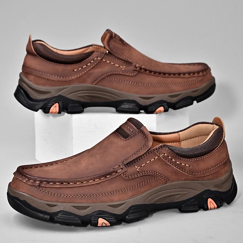 Комфортная мужская походная обувь для активного отдыха, модная мягкая классическая обувь для вождения, нескользящая обувь для ходьбы, повседневные мокасины из натуральной кожи