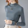 Semi-turtleneck Bottoming Shirt Women's New Women's Clothing Modal Long-sleeved T-shirt Warm Inside with Fleece Thickened Top