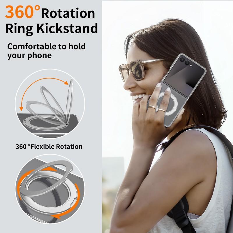 Transparent Magnetic Flip Phone Case Galaxy Z 8 Fold With Rotating Stand Shockproof TPU PC Hybrid Cover