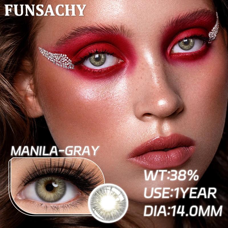 FUNSACHY 2pcs Contact Lenses for Eyes High Quality Circle Lenses Natural Beauty Pupils Grey Makeup Contact Lens Cosmetics Yearly