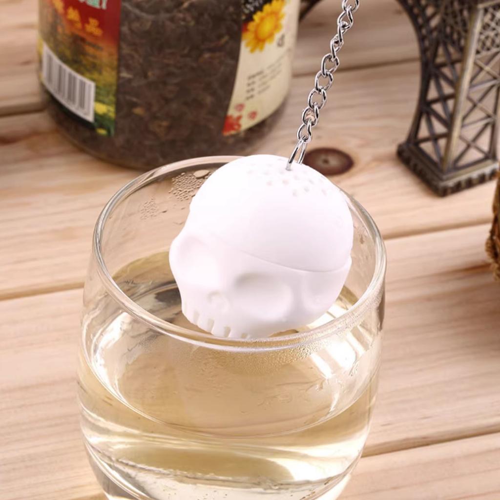 Свободный чайный лист заварочный фильтр в форме черепа для специй, ситечко для приправ, силиконовый фильтр для чайного пакетика, фильтр для специй, простое использование