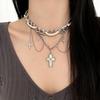 Чокер-ожерелье с подвеской-крестом и кисточками в стиле Y2K Gothic Chic, женская цепочка с медальоном из сплава, сладкий панк-стиль