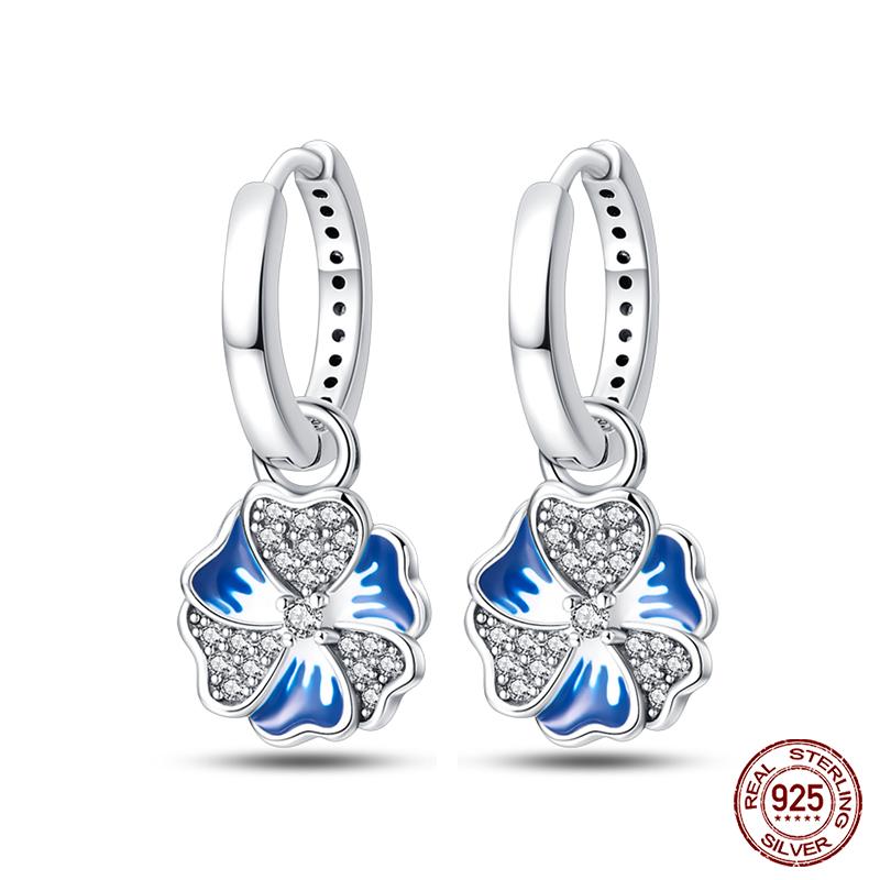 Серьги из сверкающего циркония, 100% стерлингового серебра 925 пробы, красочные серьги в виде цветка, бабочки, пчелы для женщин, элегантные свадебные украшения, подарок