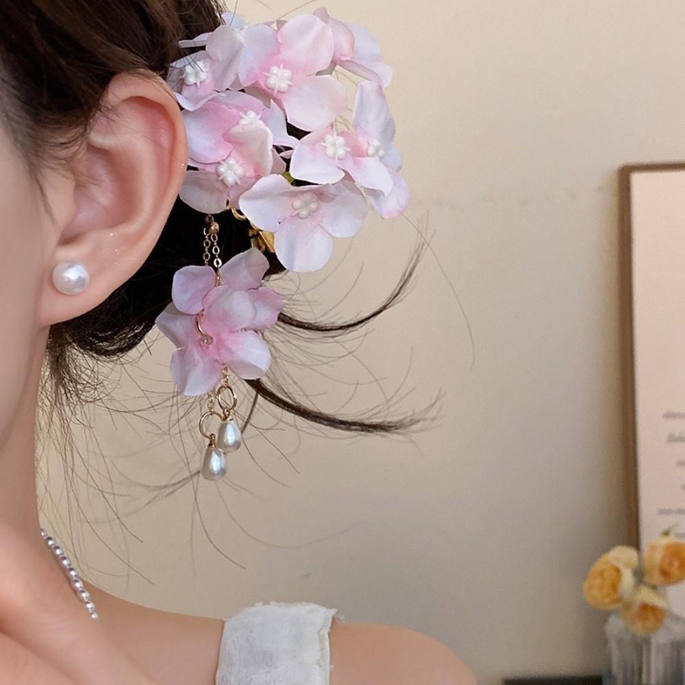 Imitation Pearl Hanfu Hair Accessories Fabric Chinese Style Hair Clip Fairy Flower Hairpin  Women