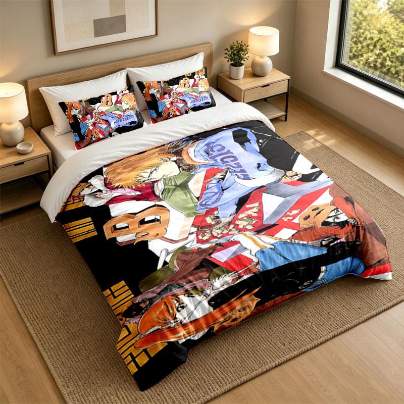3Pcs Bedding SetBleach anime Soft Bed Sheet and Two Pillowcases Home Bedroom Decor