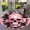 1pc Office Carpet Chair Mats Pink Skull with Roses and Lace Perfect for Decorating Office Chairs, Living Rooms, Or Bedrooms