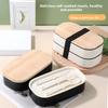 Bamboo and Wood Cover, Double-layer Portable Lunch Box, Fresh-keeping and Divided Lunch Box