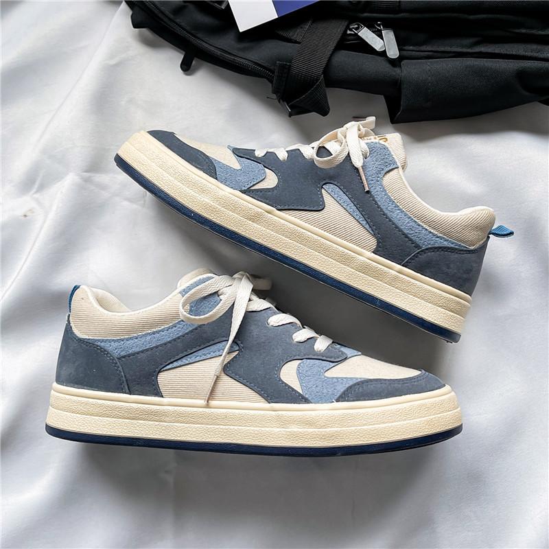 Fashion Blue Men Sneakers Flat Student Shoes Breathable Fashion Lace-Up Sneakers Men's Comfort Sports Jogging Shoes Zapatillas Hombre