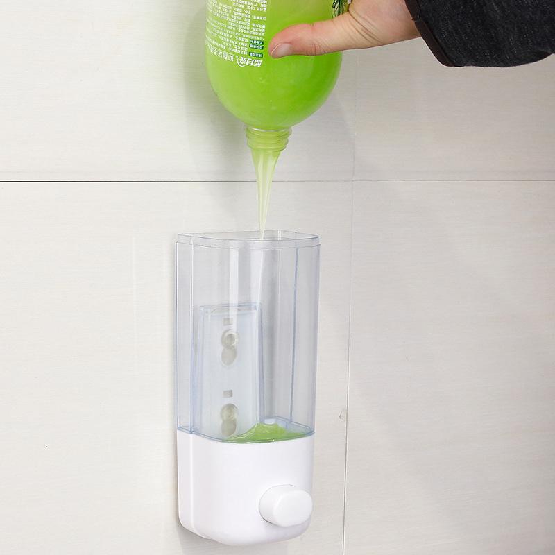 Bathroom Non-Punching Manual Press Soap Dispenser Wall Hanging Traceless Paste Disinfectant Bottle Transparent Dispenser