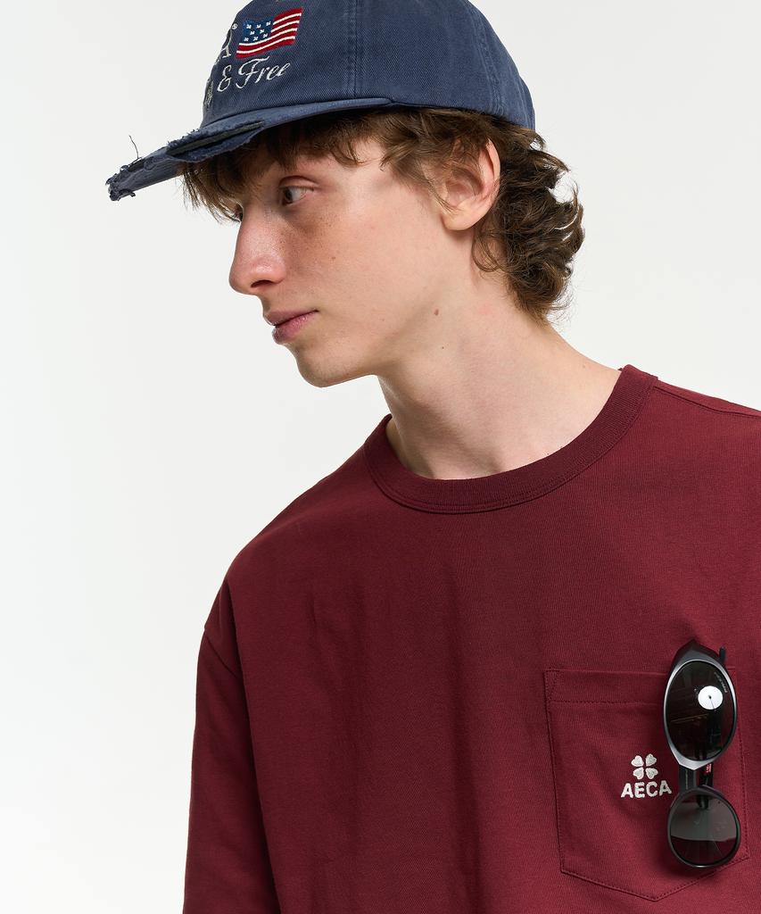 AECA Everyday Aeca Clover Pocket Tee-Burgundy
