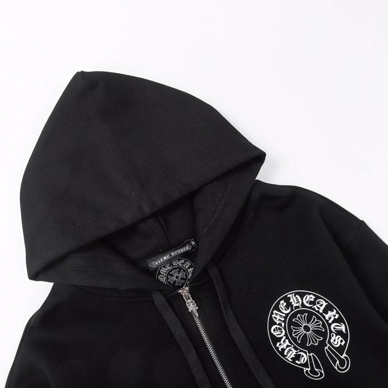 832 CHROME HEARTS Осень и Зима Новая Большого Размера Классический Стиль Логотип Молния С Капюшоном Толстовка, Подходит для Ношения Парами