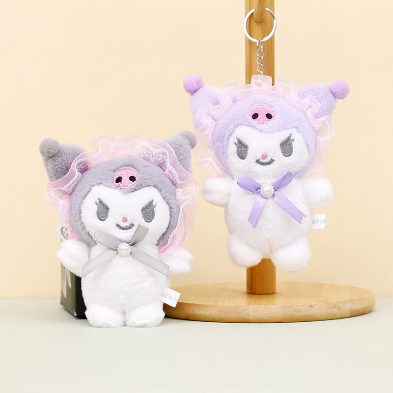 Милый брелок-плюшевая игрушка Sanrio Kuromi, очаровательная коротковорсовая мягкая кукла 12 см