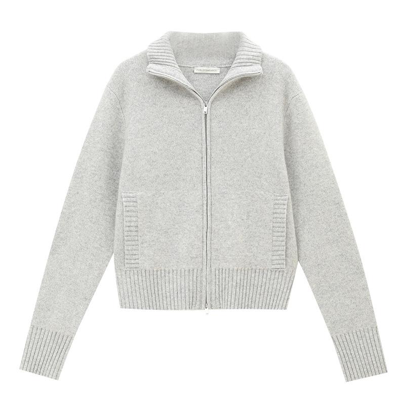 Love and Nancy 2024 Зимний полосатый шерстяной кардиган с воротником-стойкой для женщин