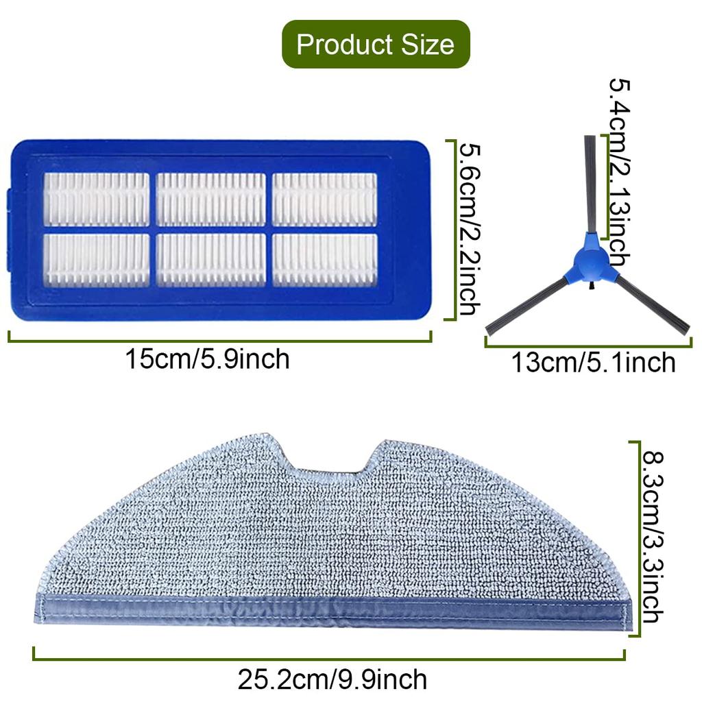 Replacement Parts Kit for Eufy RoboVac G10 G30 Hybrid Robot Vacuum Cleaner Compatible with Set Side Brush X Filter X Washable Mop Cloth X Tool X 2