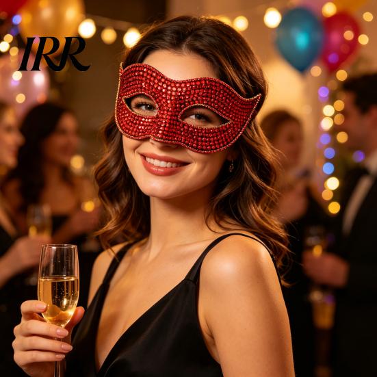 Mysterious Venetian Style Eye Masque Bling Rhinestone Masquerade for Women, Sparkly Party Half Comfortable Prom Women Face Halloween, Mardi Gras, Ball