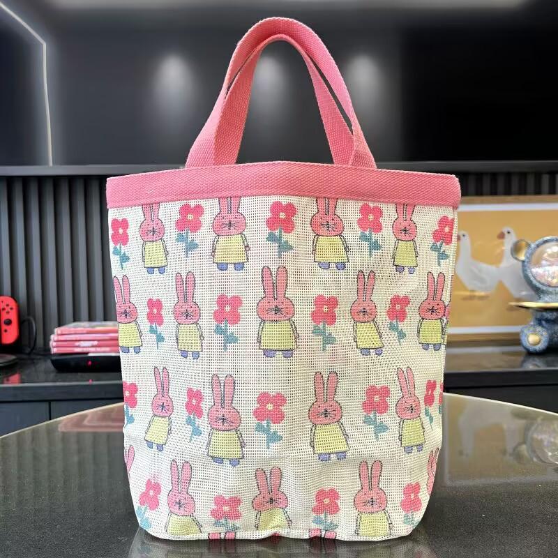 Милая сетчатая сумка, пляжная сумка, сумка для обеда на работу, портативная сумка для учебы на вынос