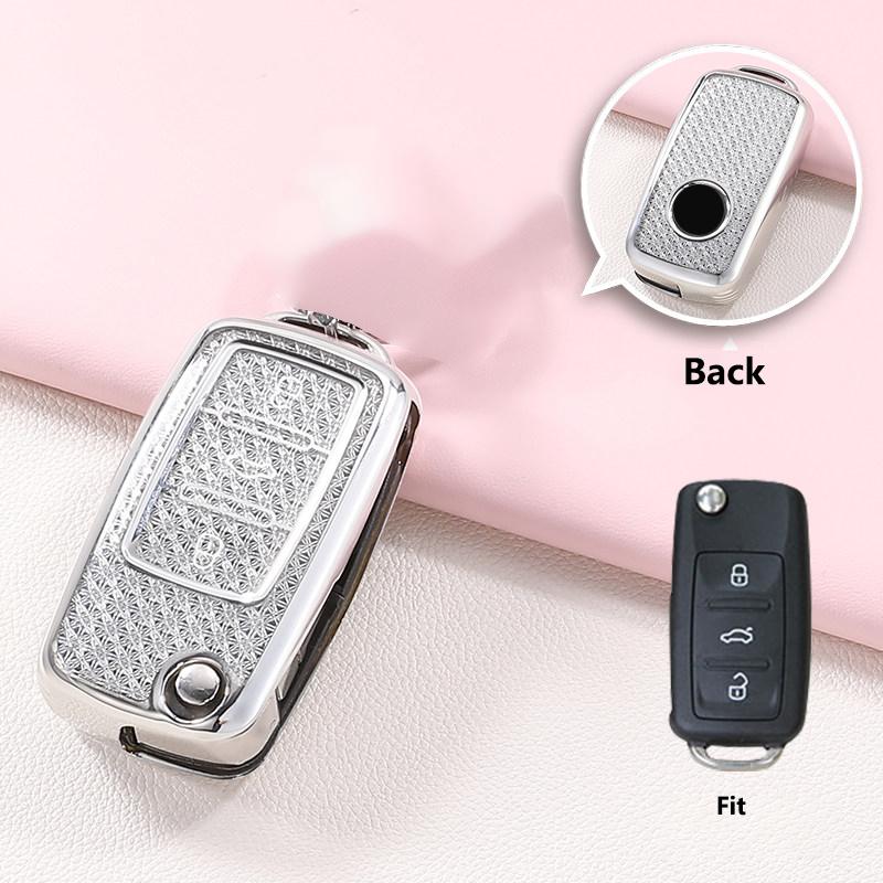 Кристальный ТПУ чехол для ключа, складной, для Volkswagen, для VW Polo, Golf, Passat, Tiguan, T5, Skoda Octavia, Seat Leon, Altea, чехол для ключа, брелок