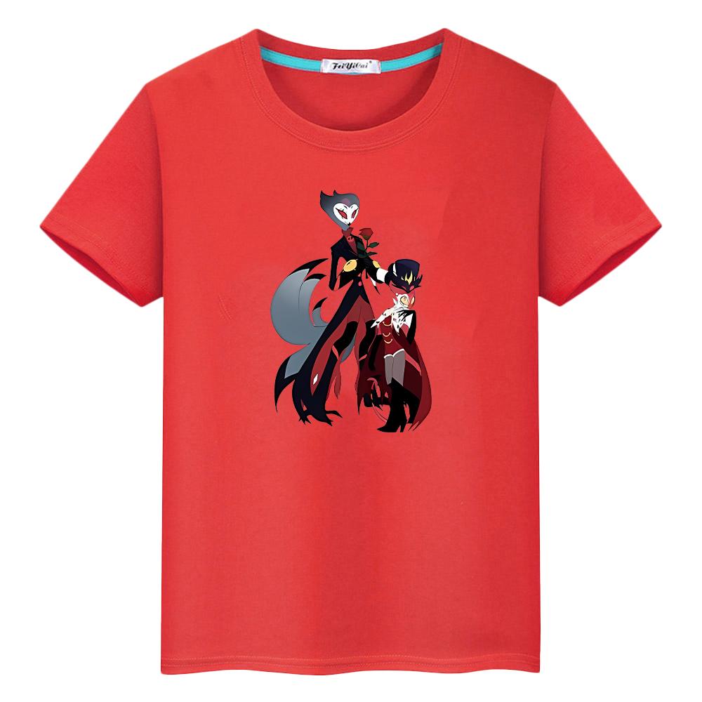 helluva boss Print Kawaii Cute Tees t shirt for kids boy10year 100%Cotton Short pride tshirt anime Tops Christma y2k girl clothe