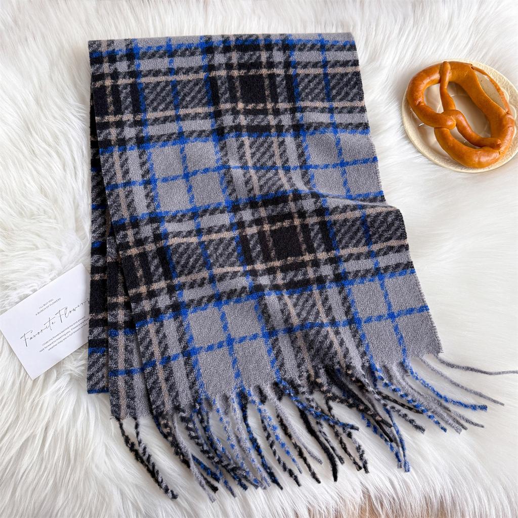 Black And White Plaid Scarf Women'S Winter Warm Versatile Imitation Cashmere Scarf Shawl High-End Couple Scarf