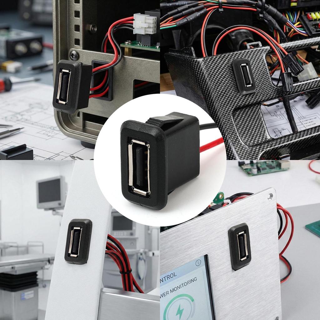 Разъем USB 2.0 Female для крепления на панель, жгут проводов, тип под пайку, USB 2.0 разъем зарядного порта для автомобиля, грузовика, камеры видеонаблюдения